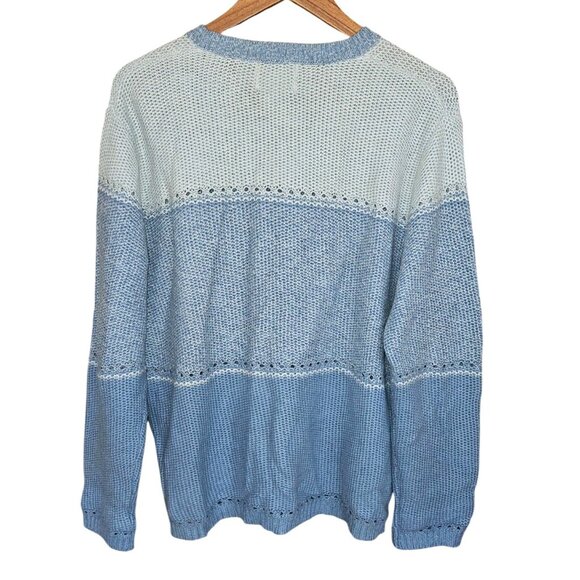 Vintage Stitches In Time Blue Open Knit Cardigan Cottagecore Womens Large - Picture 2 of 5